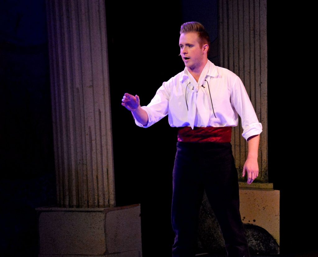 Kyle Ivey as Prince Eric in The Little Mermaid at the Alhambra Theatre and Dining in Jacksonville, FL.